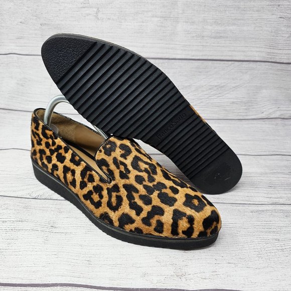 Franco Sarto Mercy‎ Women's Slip On Tan/Black Leopard Print Real Fur Size 9.5 - Picture 9 of 12